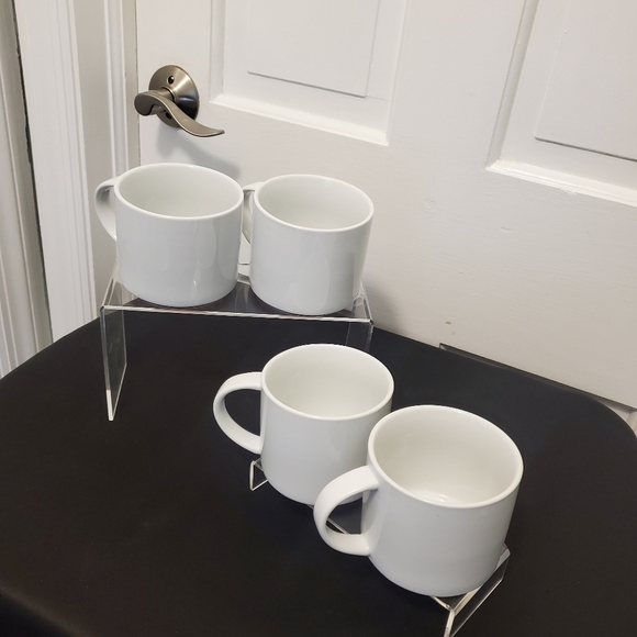 Starbucks Stackable White Mugs From 2012 With Red STRIPE - Picture 5 of 10